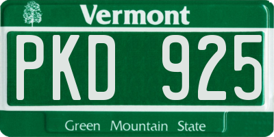 VT license plate PKD925