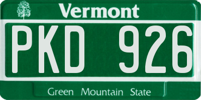 VT license plate PKD926