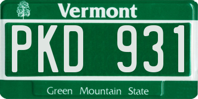 VT license plate PKD931