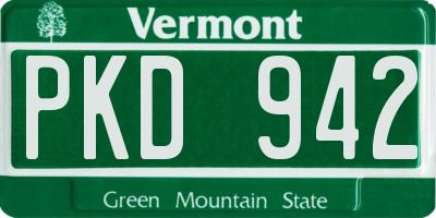 VT license plate PKD942
