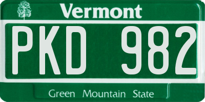VT license plate PKD982