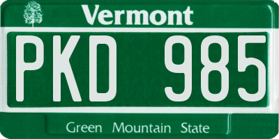 VT license plate PKD985