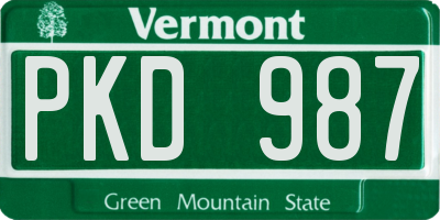VT license plate PKD987