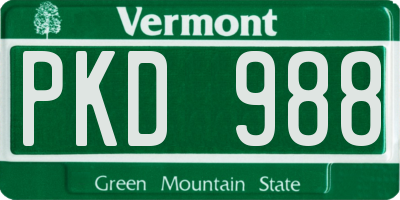 VT license plate PKD988