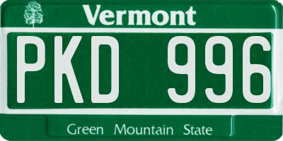 VT license plate PKD996