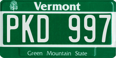 VT license plate PKD997