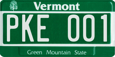 VT license plate PKE001