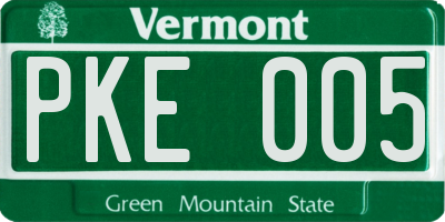 VT license plate PKE005
