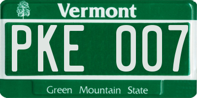 VT license plate PKE007