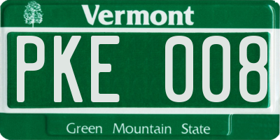 VT license plate PKE008