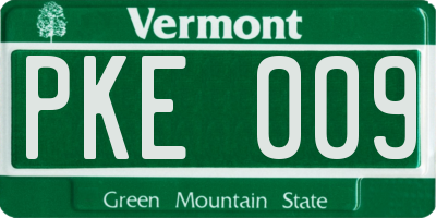 VT license plate PKE009
