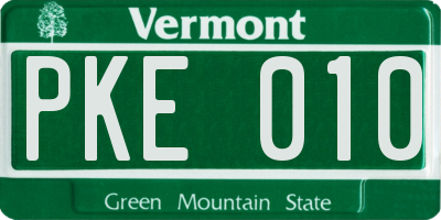 VT license plate PKE010