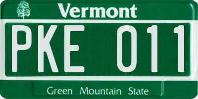 VT license plate PKE011