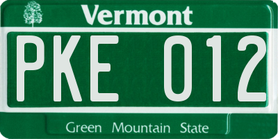 VT license plate PKE012