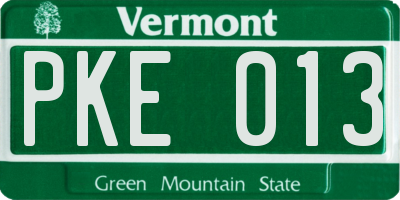VT license plate PKE013