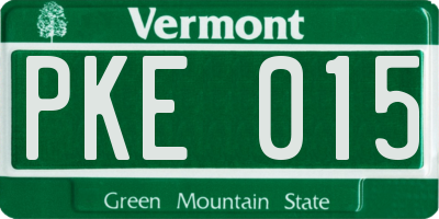 VT license plate PKE015