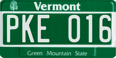 VT license plate PKE016