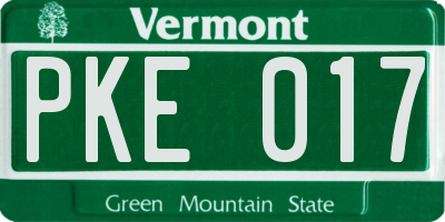 VT license plate PKE017