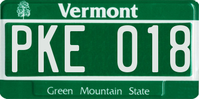 VT license plate PKE018