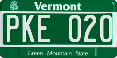 VT license plate PKE020