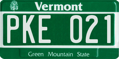 VT license plate PKE021