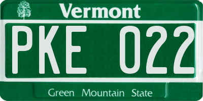 VT license plate PKE022