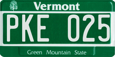 VT license plate PKE025