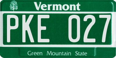 VT license plate PKE027