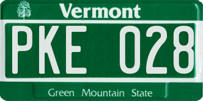 VT license plate PKE028