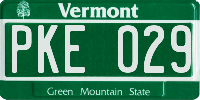 VT license plate PKE029
