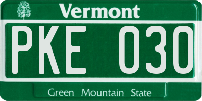 VT license plate PKE030