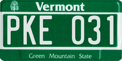 VT license plate PKE031
