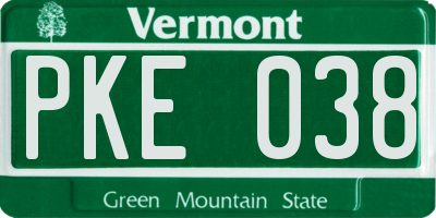 VT license plate PKE038
