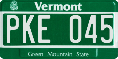 VT license plate PKE045