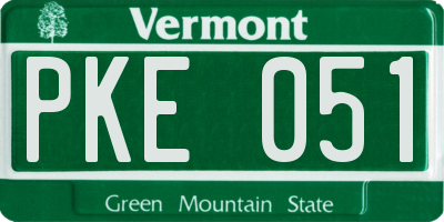 VT license plate PKE051