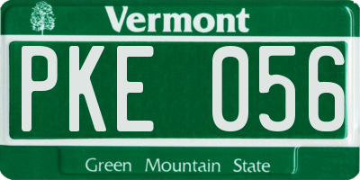 VT license plate PKE056