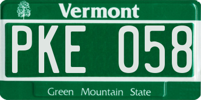 VT license plate PKE058
