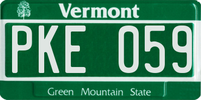 VT license plate PKE059