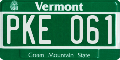 VT license plate PKE061