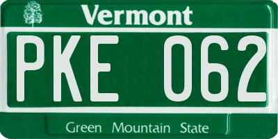VT license plate PKE062