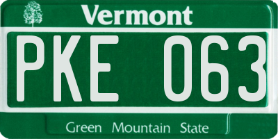 VT license plate PKE063