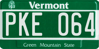 VT license plate PKE064