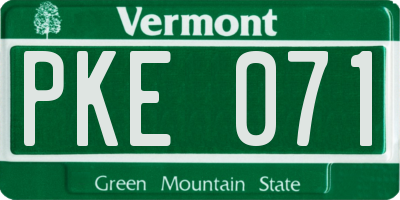 VT license plate PKE071