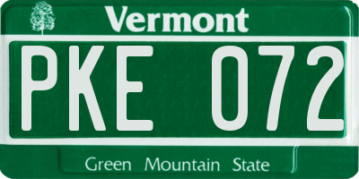 VT license plate PKE072