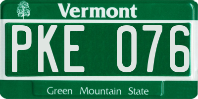 VT license plate PKE076