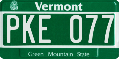 VT license plate PKE077