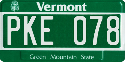 VT license plate PKE078