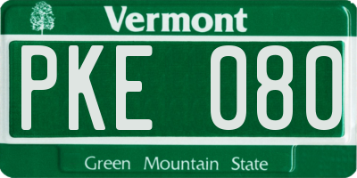 VT license plate PKE080