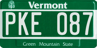 VT license plate PKE087