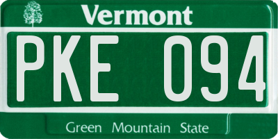 VT license plate PKE094